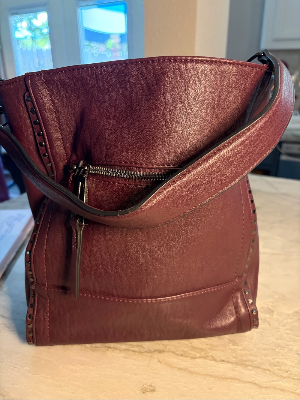 Jessica Simpson Wine Red Leather Hobo Bag - Picture 2 of 5